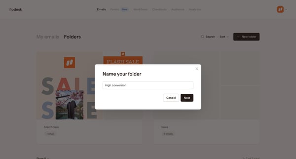 Folders | Flodesk screen