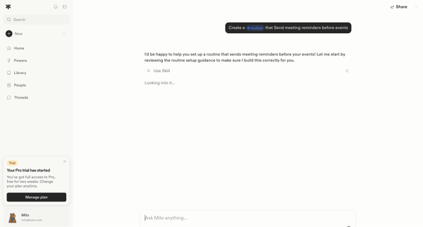 Meeting Reminder Automation screen