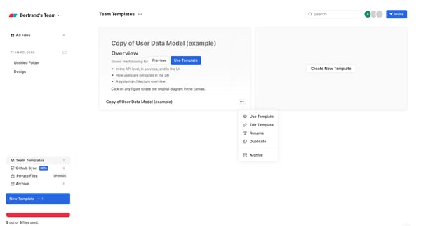 Bertrands Team Workspaces — Eraser screen
