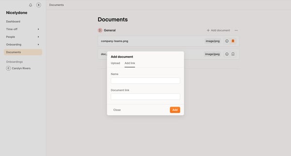 Documents | Aboard screen