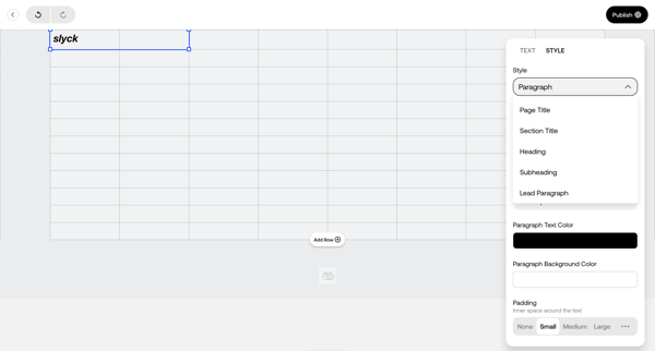 Edit Page Home screen