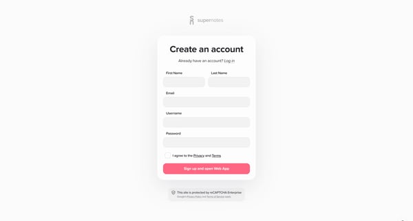 Supernotes screen