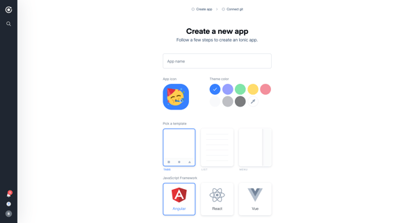 Ionic Dashboard screen