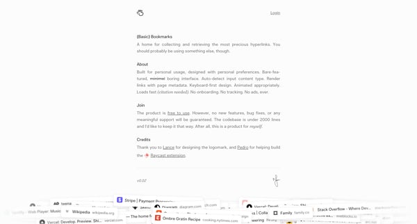 Basic Bookmarks – A home for your internet discoveries. screen