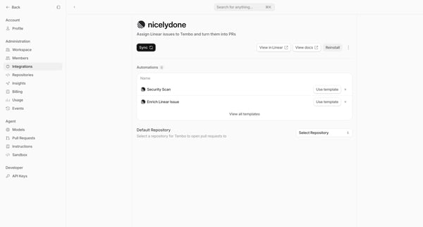 Configure Integration — Tembo from Tembo