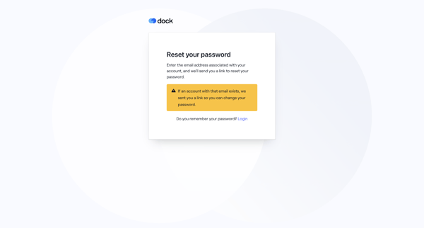 Forgot password · Dock screen