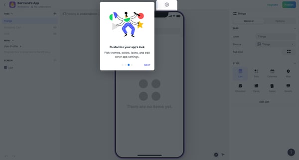Bertrands App · Glide screen