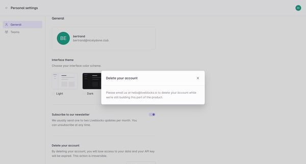 General | Liveblocks screen