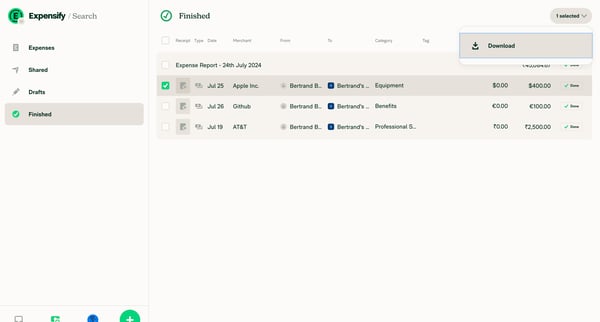 3 New Expensify screen