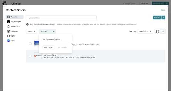 Campaign Builder - Untitled | Mailchimp screen