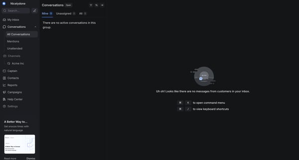 Chatwoot screen