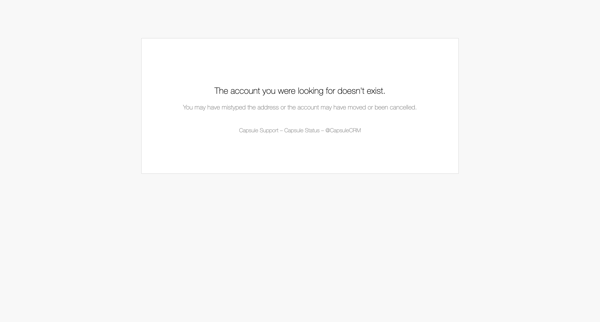 The account you were looking for doesn't exist. screen