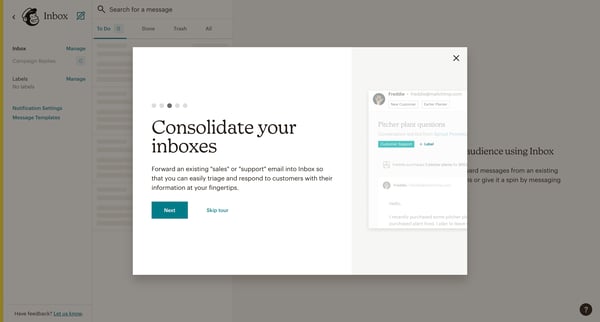 Inbox | Mailchimp screen