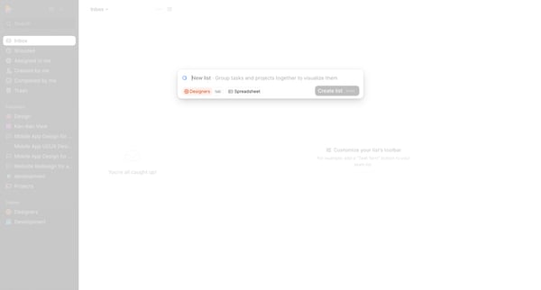 New list - Height screen