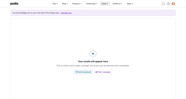 Podia screen