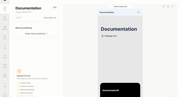 Documentation screen