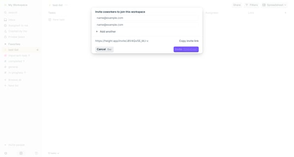 Invite people - Height screen