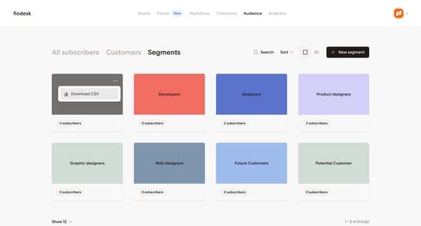 Segments | Flodesk screen