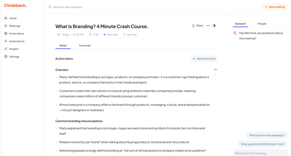 What Is Branding? 4 Minute Crash Course. - Circleback screen