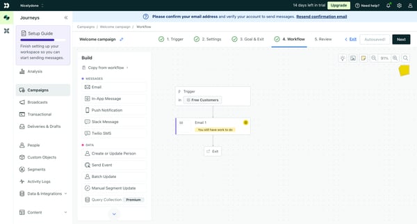 Workflow | Welcome campaign Campaigns Customer.io from Customer.io