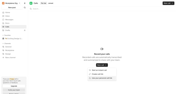 Calls screen