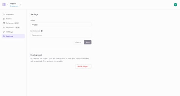 Project Development | Settings screen