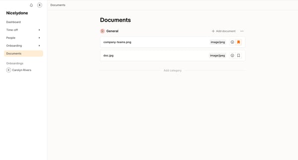 Documents | Aboard screen