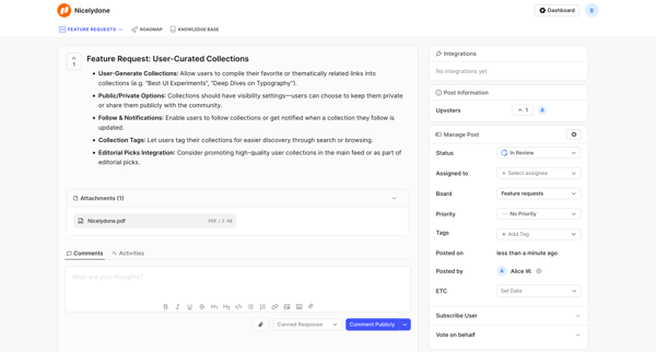 Feature Request: User-Curated Collections | Nicelydone screen