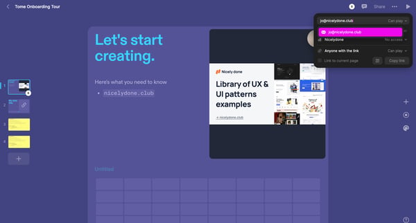 Tome Onboarding Tour from Tome