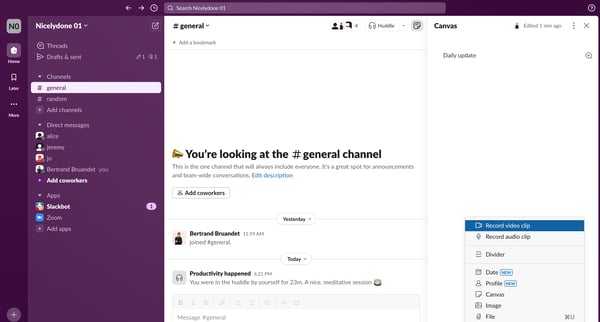 general Channel - Nicelydone 01 - Slack screen