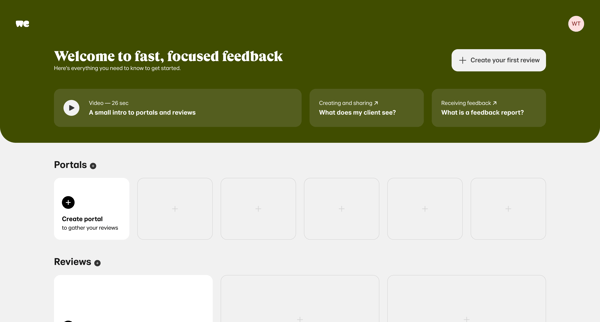 WeTransfer Portals screen