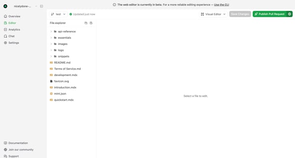 Editor - Mintlify screen