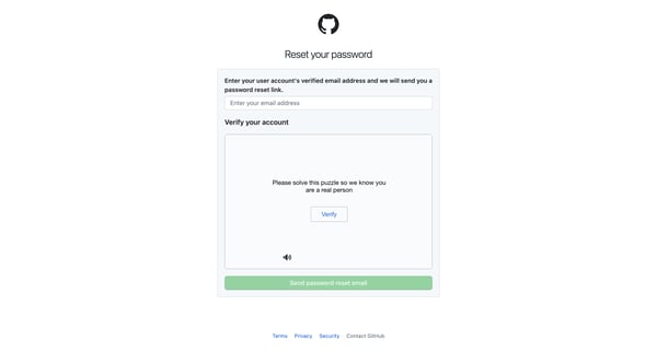 Forgot your password · GitHub screen