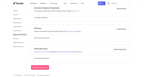 Account Settings screen