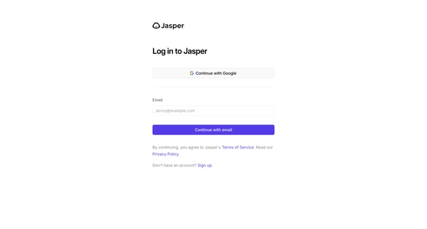 Login - Jasper screen