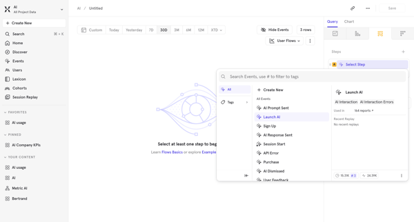 AI / Mixpanel screen