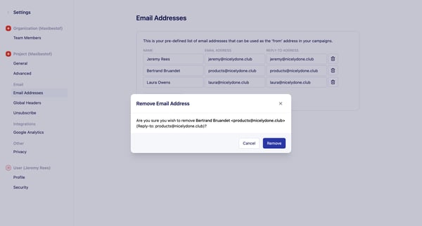 Email Address Settings | Vero from Vero