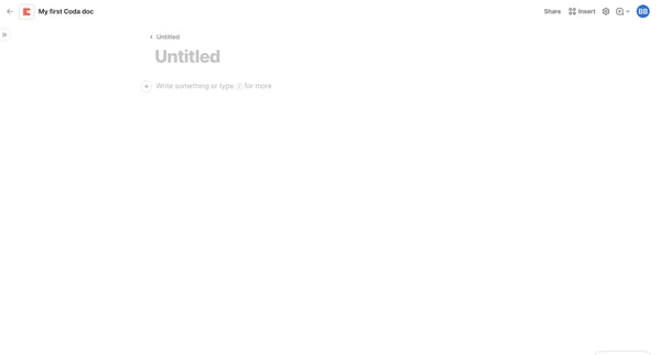 My first Coda doc · Untitled screen