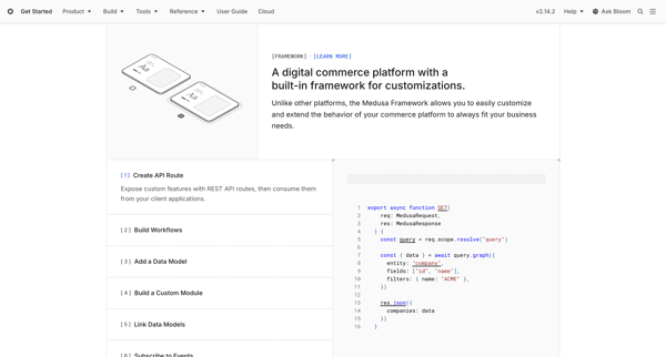 Medusa Documentation screen