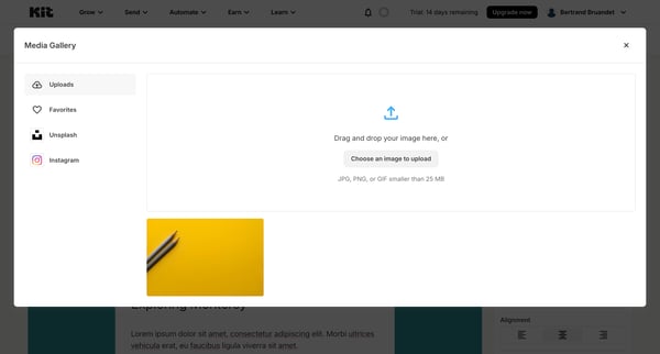 Email Template - Kit screen