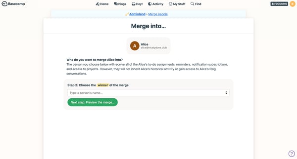 Merge people screen
