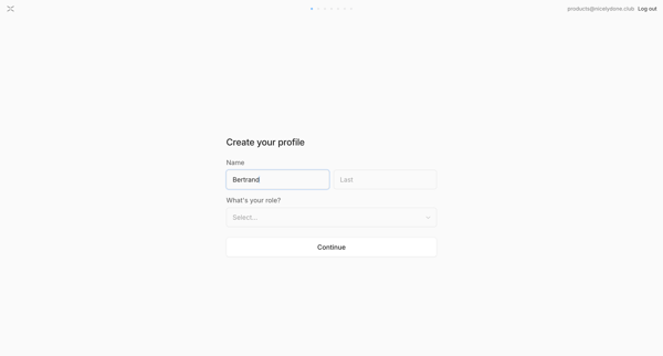 Lightfield - Create Profile screen