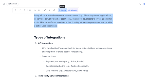 Free AI-powered Markdown WYSIWYG editor — Hashnode screen