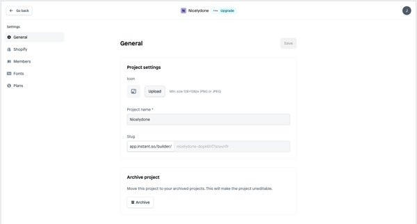 Settings | Nicelydone screen