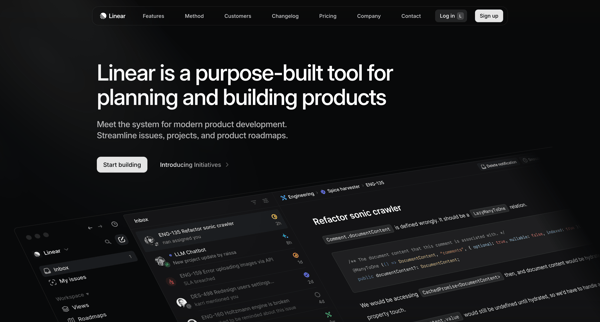 Linear – Plan and build products screen