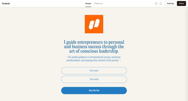 Simple link in bio | Flodesk screen