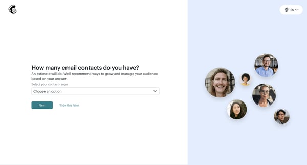 Hello! You're going to love it here | Mailchimp screen