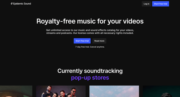 Royalty Free Music for Video Creators | Epidemic Sound screen