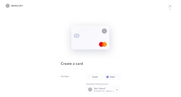 Mercury | Banking for startups screen