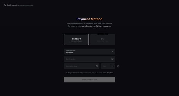 Onboarding | Payment Method from Fey